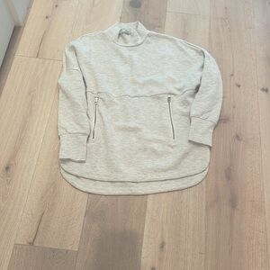 Ivory Marl Sweater with Pocket Zippers